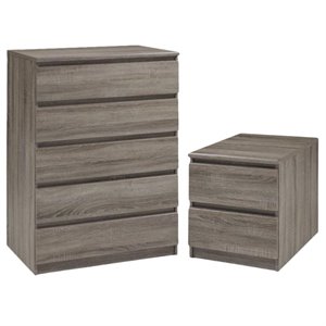 tvilum scottsdale modern 5 drawer chest and nightstand set