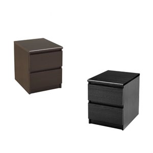 (set of 2) 2 drawer nightstand in brown and black woodgrain