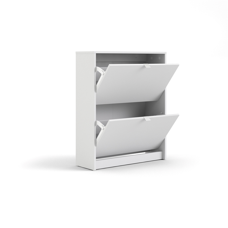 Tvilum Bright 2 Drawer Engineered Wood Shoe Cabinet in White