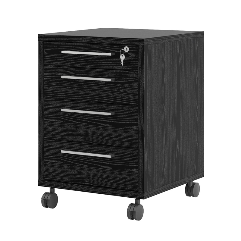 Tvilum Pierce 4 Drawer Engineered Wood File in Black Wood Grain