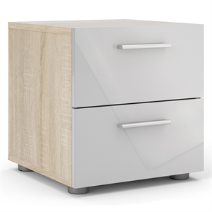 tvilum austin 2 drawer engineered wood nightstand in oak structure/white gloss