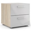 Tvilum Austin 2 Drawer Engineered Wood Nightstand in Oak Structure/White Gloss