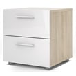 Tvilum Austin 2 Drawer Engineered Wood Nightstand in Oak Structure/White Gloss