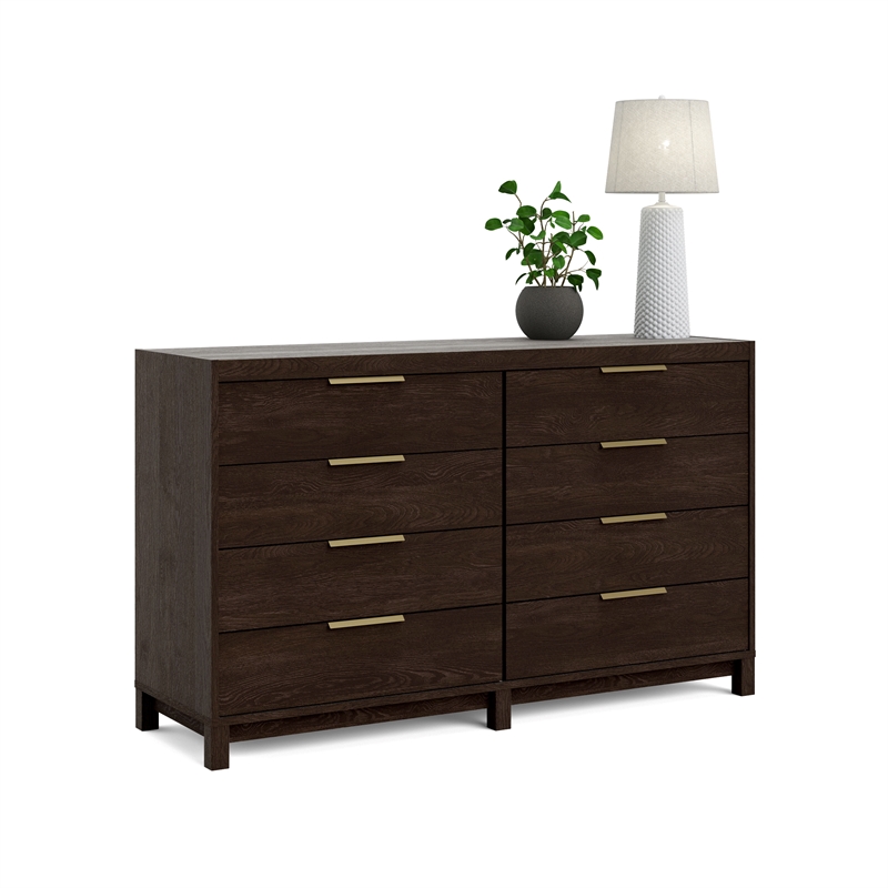 Tvilum Rainier 8 Drawer Engineered Wood Double Dresser in ...