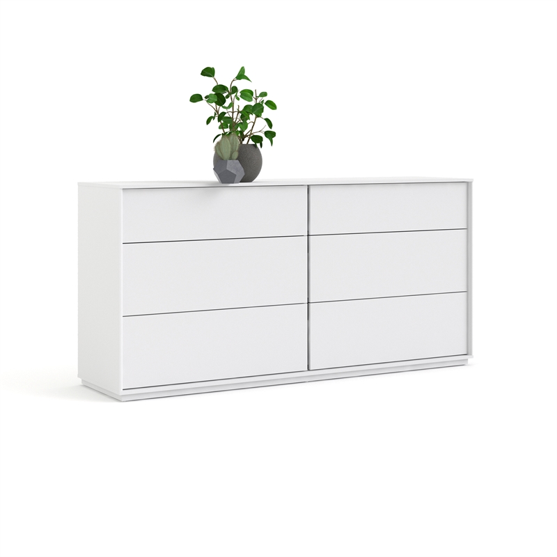 Tvilum Stockholm 6 Drawer Double Dresser in White Matte 44442gogo