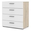 Tvilum Austin 4 Drawer Chest in Oak Structure/White High Gloss