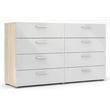 Austin 8 Drawer Double Dresser in Oak Structure/White High Gloss