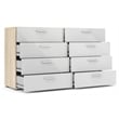 Austin 8 Drawer Double Dresser in Oak Structure/White High Gloss