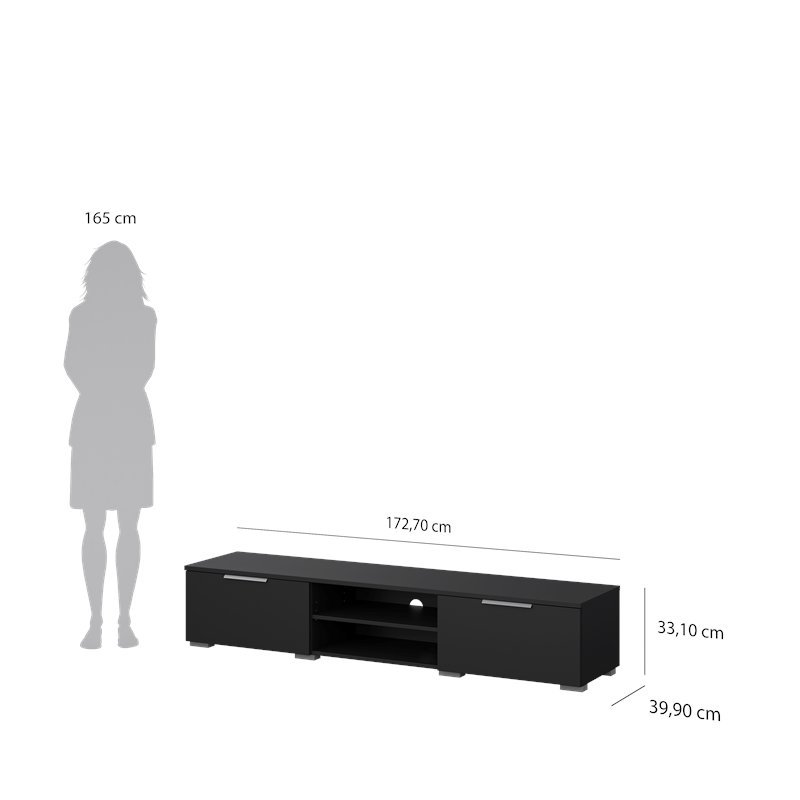 Tvilum Match 2 Drawer 2 Shelf TV Stand in Black Matte