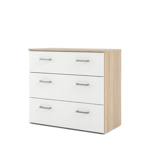 space 3 drawer chest in oak structure & white