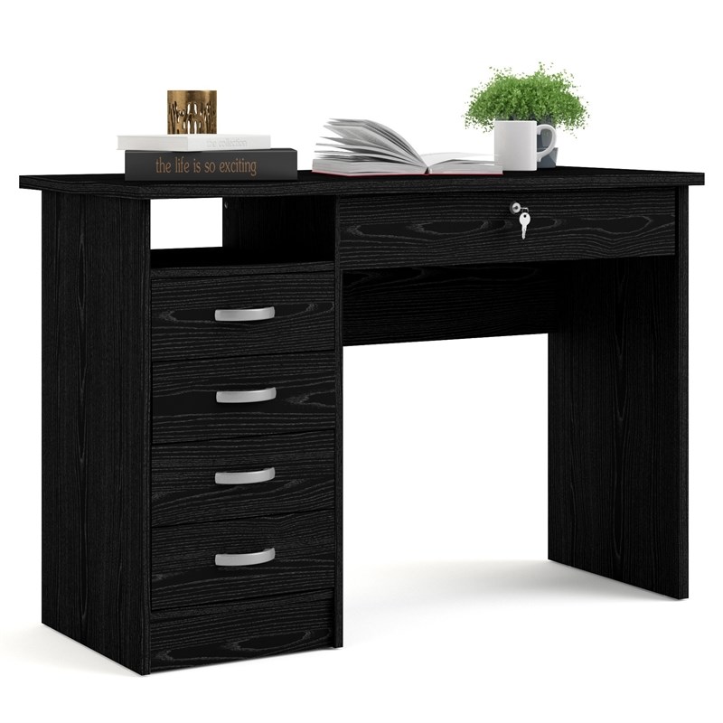 Tvilum Walden Desk with 5 Drawers in Black Woodgrain