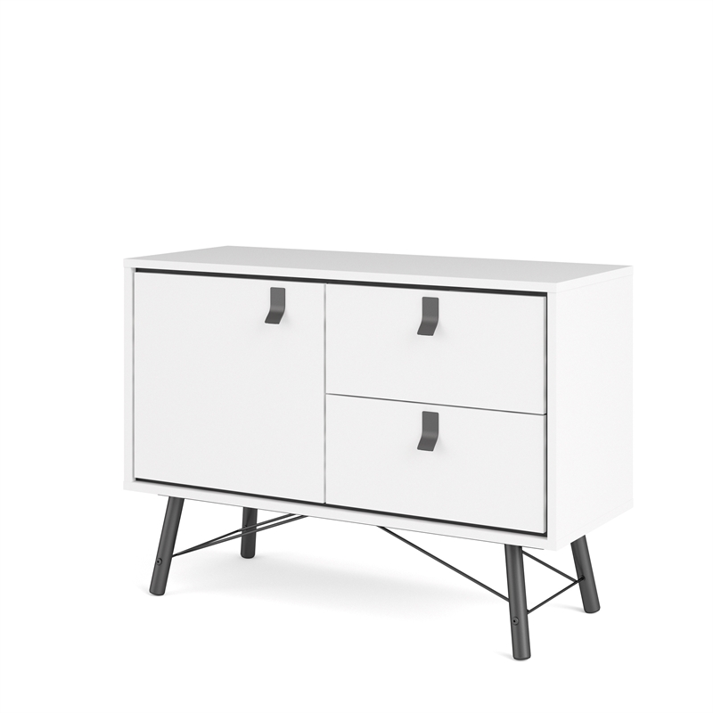 Tvilum Ry 1 Door 2 Drawer Sideboard In White Matte Black gogo