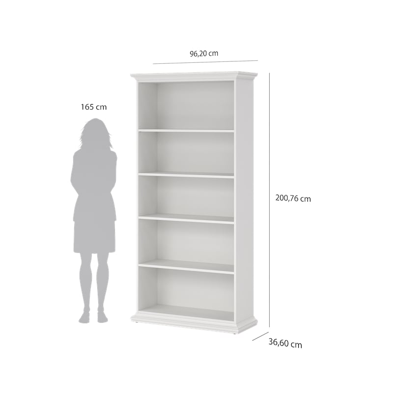 Tvilum Sonoma 5 Shelf Bookcase in White