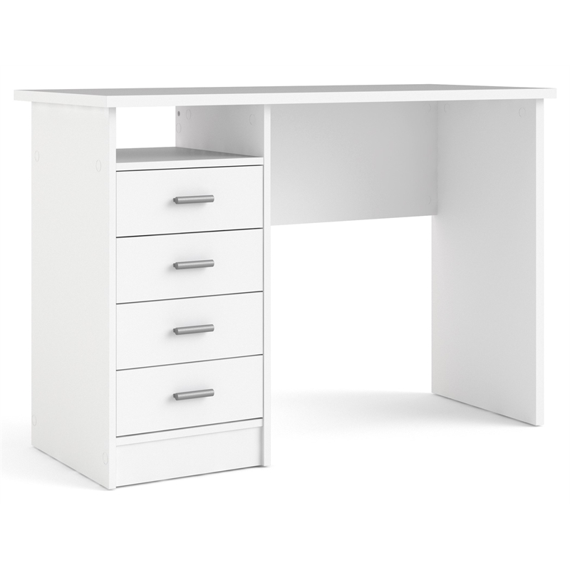 Tvilum Warner Desk With 4 Drawers In, White Desk With Drawers On One Side