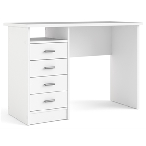 tvilum warner contemporary engineered wood desk with 4 drawers in white