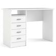 Tvilum Warner Contemporary Engineered Wood Desk with 4 Drawers in White