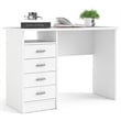 Tvilum Warner Contemporary Engineered Wood Desk with 4 Drawers in White