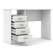 Tvilum Warner Contemporary Engineered Wood Desk with 4 Drawers in White