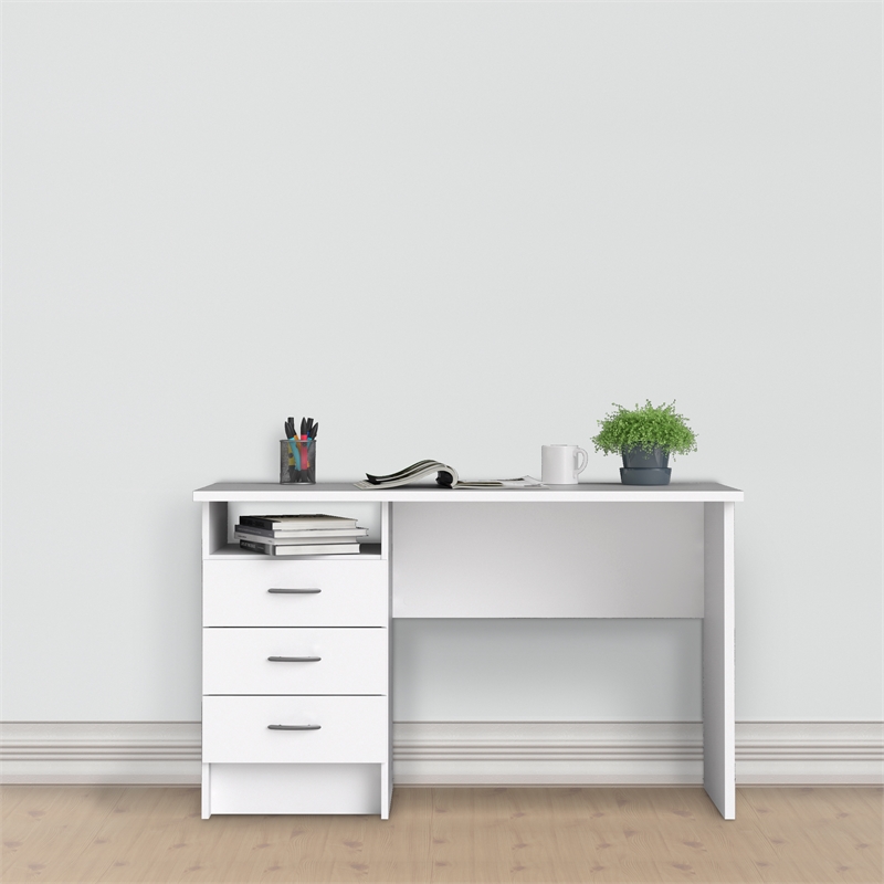 tvilum whitman desk with 3 drawers in white - 801344949