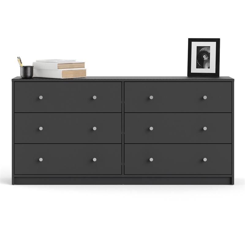 Tvilum Portland Contemporary 6 Drawer Double Dresser in Gray