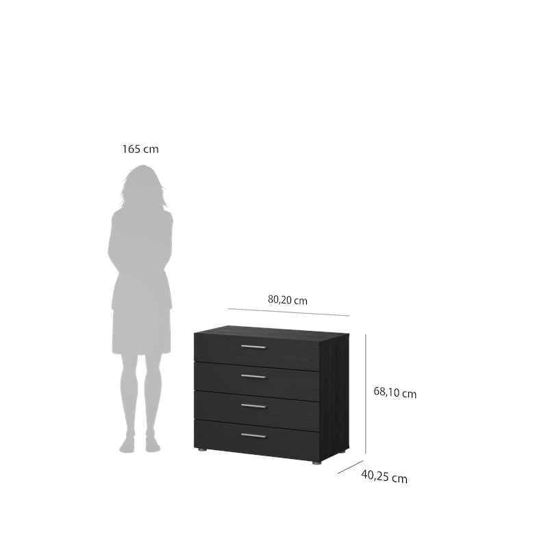 Tvilum Austin 4 Drawer Chest in Black Woodgrain