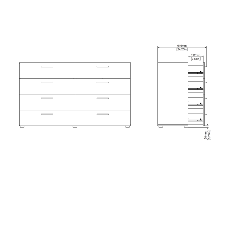 Tvilum Austin 8 Drawer Double Dresser in Black Woodgrain