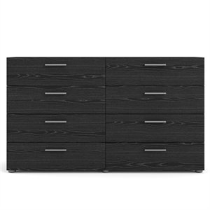 tvilum austin 8 drawer double dresser in black woodgrain