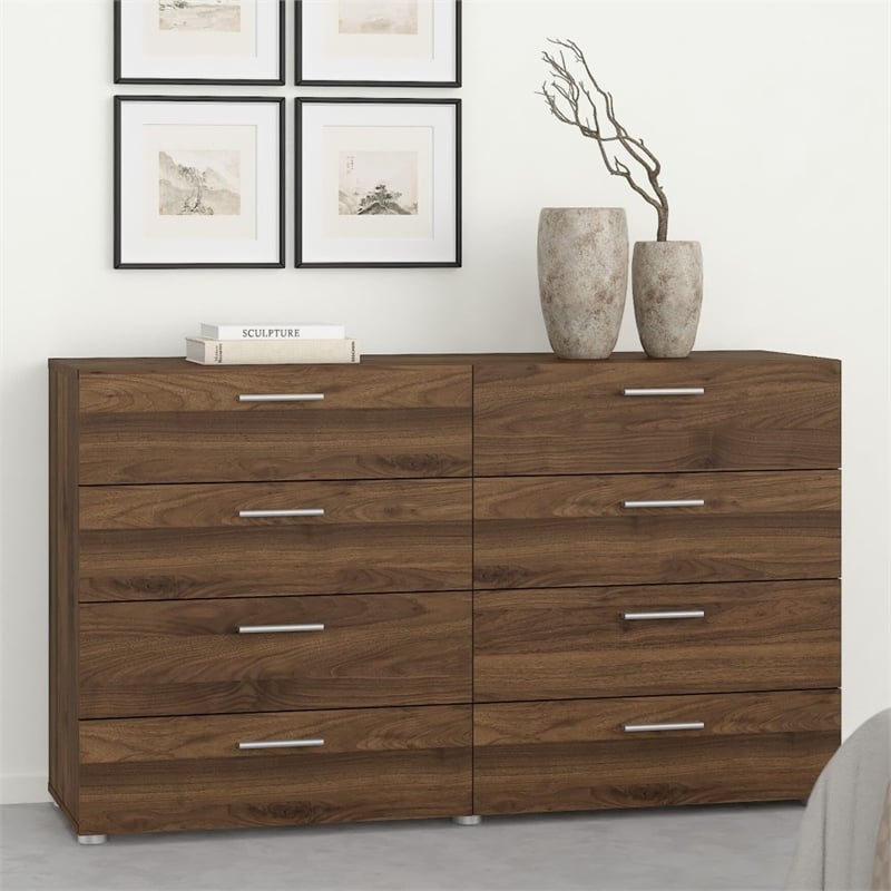 Tvilum Austin 8 Drawer Double Dresser in Walnut