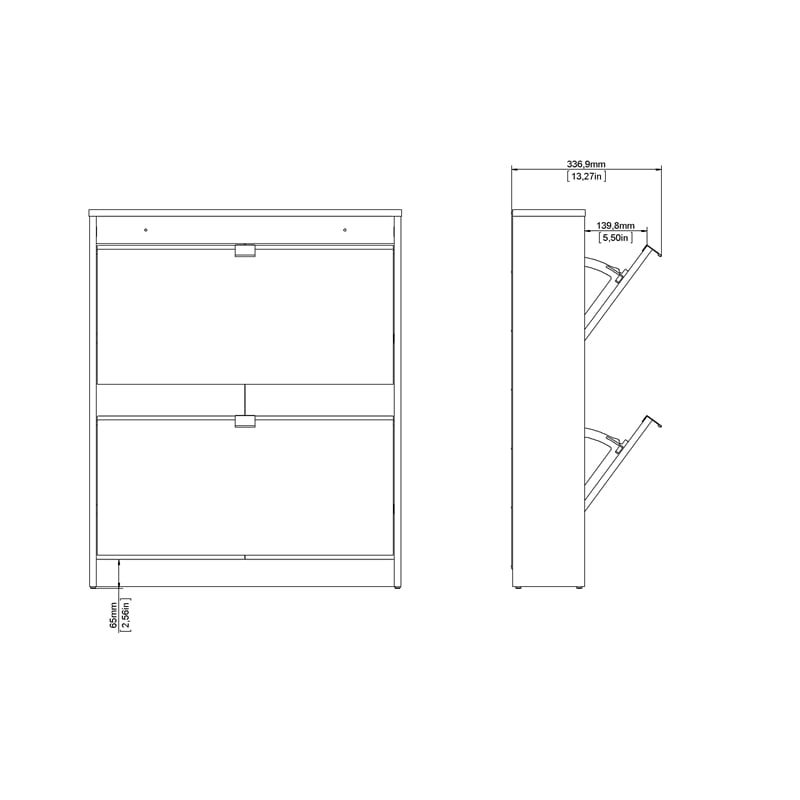 Tvilum Bright 2 Drawer Shoe Cabinet in White