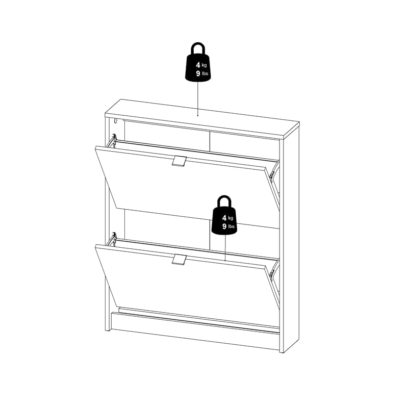 Tvilum Bright 2 Drawer Shoe Cabinet in White