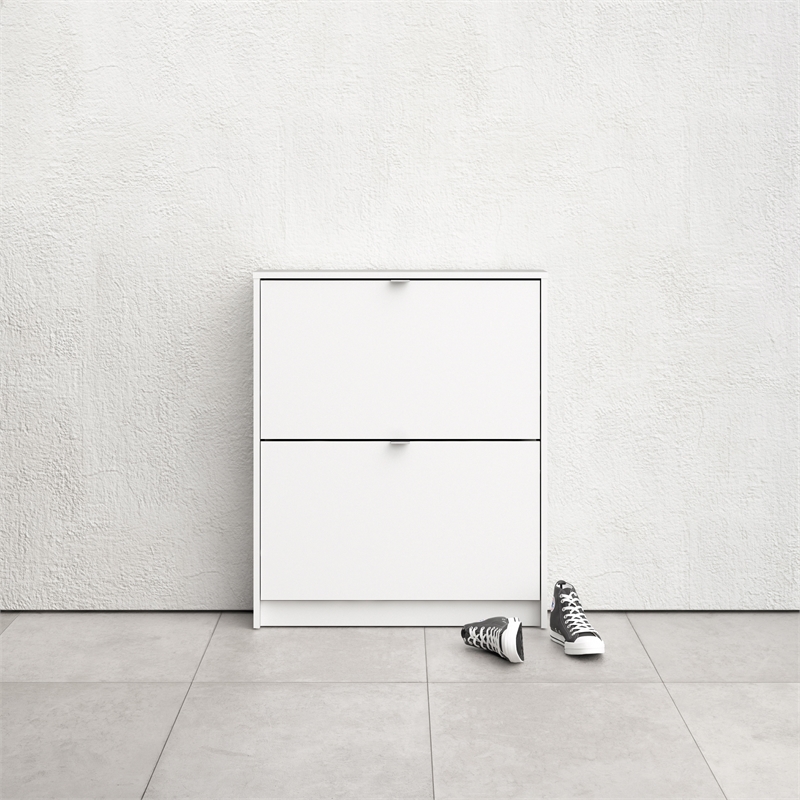 Tvilum Bright 2 Drawer Shoe Cabinet in White