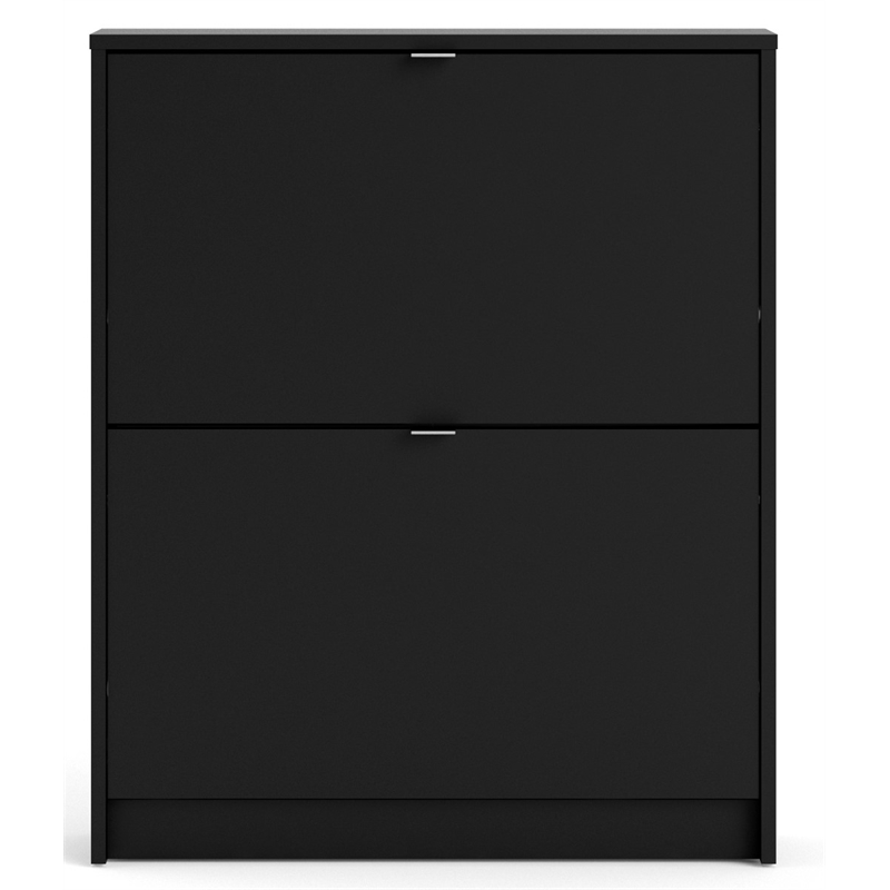 Tvilum Bright 2 Drawer Shoe Cabinet in Black Matte with 1 Layer
