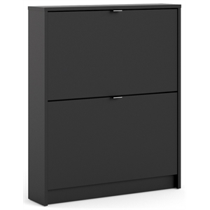 tvilum bright 2 drawer shoe cabinet in black matte with 1 layer