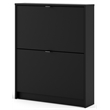 Tvilum Bright 2 Drawer Shoe Cabinet in Black Matte with 1 Layer