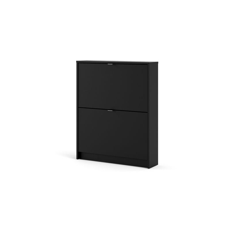 Tvilum Bright 2 Drawer Shoe Cabinet in Black Matte with 1 Layer