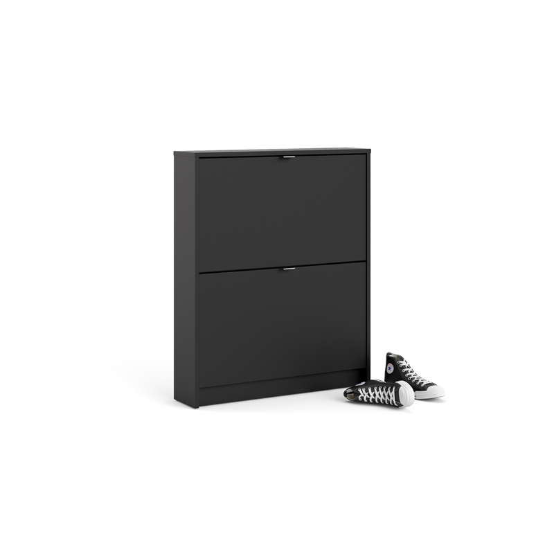 Tvilum Bright 2 Drawer Shoe Cabinet in Black Matte with 1 Layer