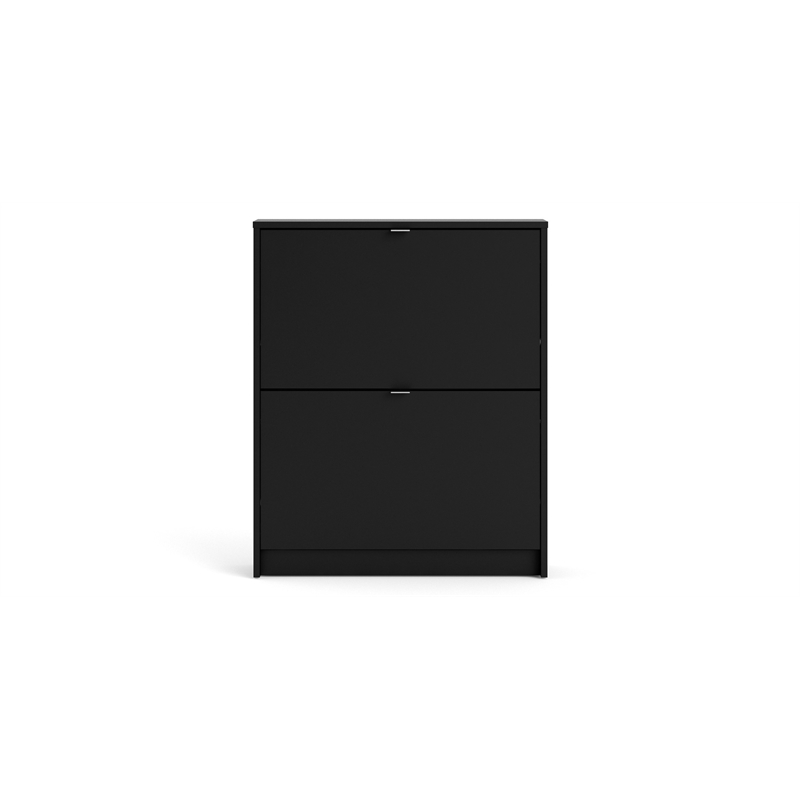 Tvilum Bright 2 Drawer Shoe Cabinet in Black Matte with 1 Layer
