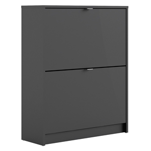 tvilum bright 2 drawer shoe cabinet in black matte with 2 layers