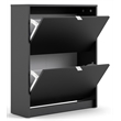 Tvilum Bright 2 Drawer Shoe Cabinet in Black Matte with 2 Layers