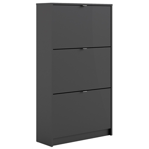tvilum bright 3 drawer shoe cabinet in black matte with 2 layers