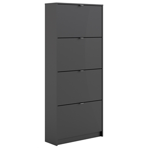 tvilum bright 4 drawer shoe cabinet in black matte with 2 layers