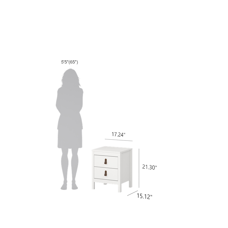 Tvilum Madrid 2 Drawer Nightstand in White