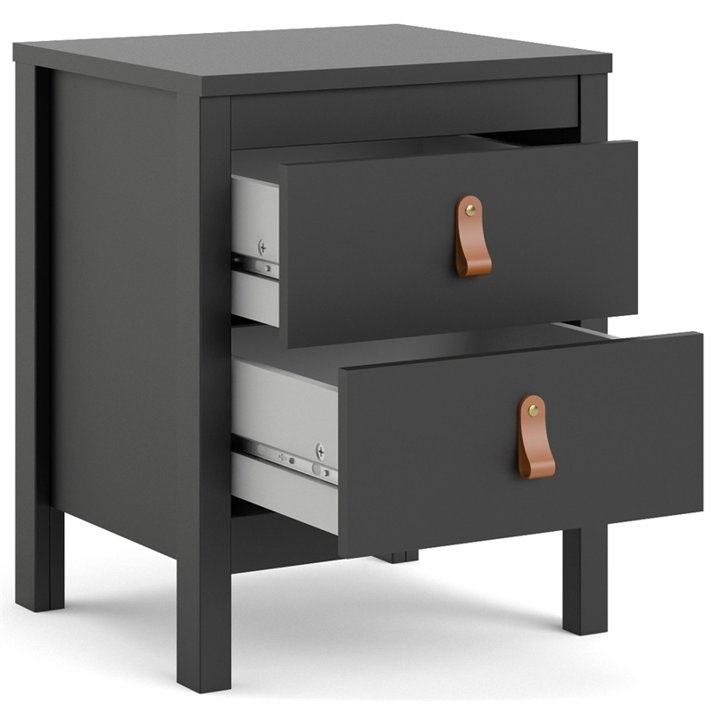 Tvilum Madrid 2 Drawer Nightstand in Black Matte