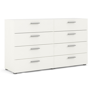 tvilum austin 8 drawer double dresser in white woodgrain