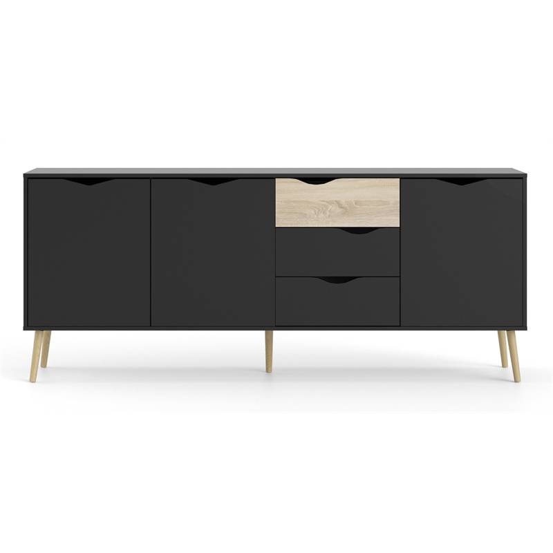 Tvilum Diana Sideboard with 3 Doors and 3 Drawers in Black Matte & Oak