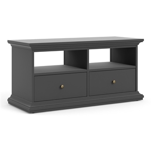 tvilum sonoma 2 drawer tv stand with 2 shelves in black lead