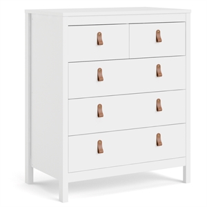 tvilum madrid 5 drawer chest in white