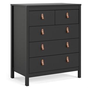 tvilum madrid 5 drawer chest in black matte