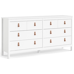 tvilum madrid 8 drawer double dresser in white