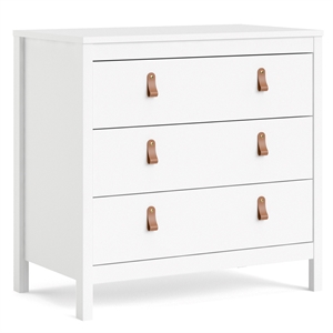 tvilum madrid 3 drawer chest in white